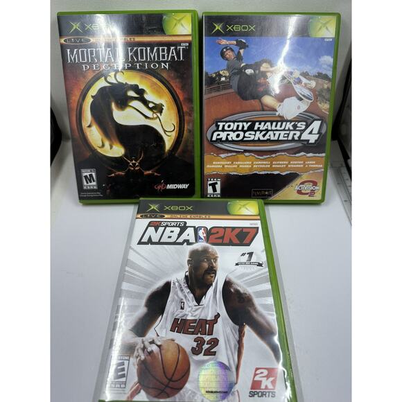 Original XBox Video Game Bundle Lot Tony Hawk 4 Mortal Kombat Deception NBA 2K7 - Picture 2 of 4